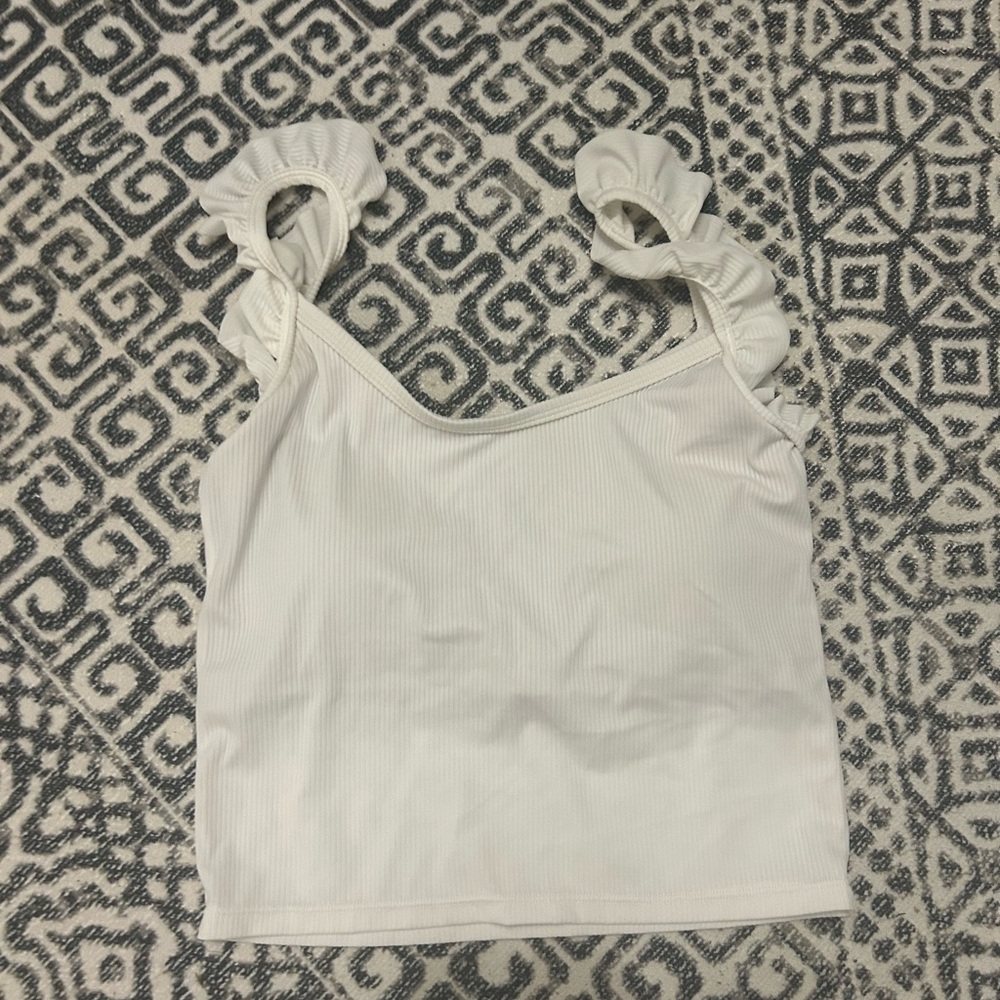 Kortni Jeane Cream Ruffled Strap Tank Top